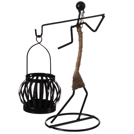 Wire Figure Candle Holder Tea Light Lantern Tabletop Centerpiece Candle Stand, Back Carry